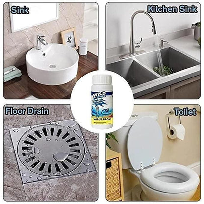 Drain Cleaner - Drain Blockage Cleaner Sink Cleaner Powder, Clog, Toilet Blockage Cleaner (1+1 Free)